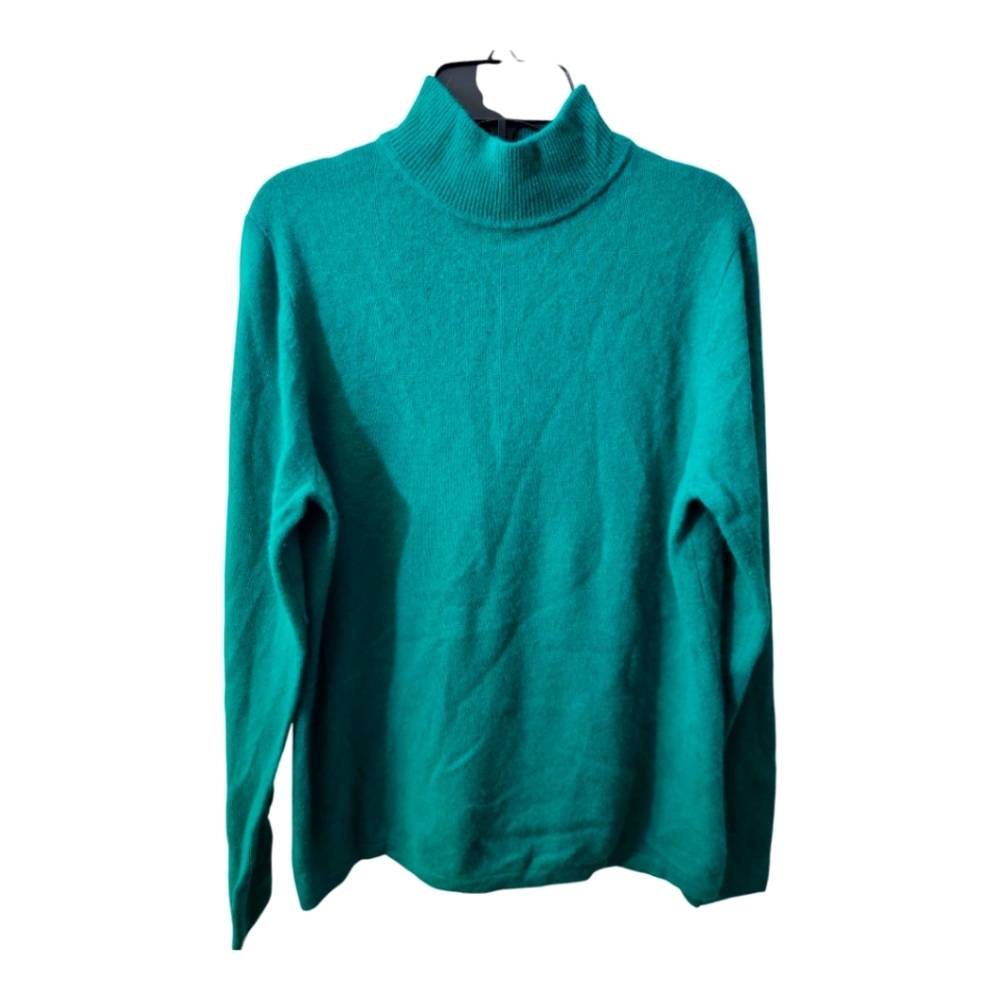 Preswick & Moore Kelly Green 100% Cashmere Mock Turtle Neck Medium Sweater